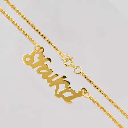 Collier med namnhänge längd 42,5cm bredd 2-15mm 21K Vikt: 8,8 g