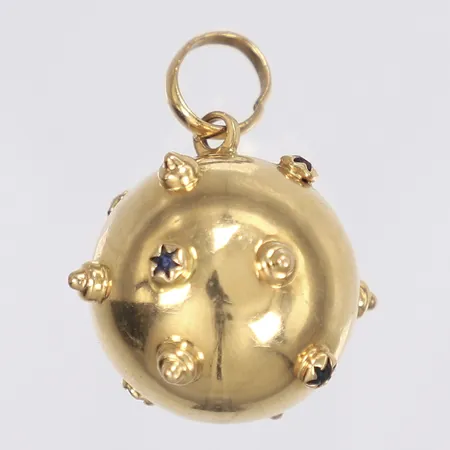 Hänge med olikfärgade stenar Ø20mm några smärre bucklor 18K Vikt: 5,8 g