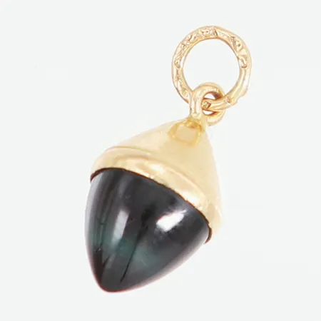 Hänge med grön sten, 15x7mm, 18K Vikt: 1 g