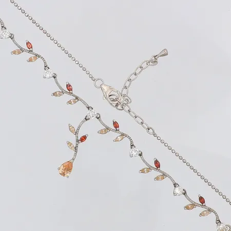 Collier stenar kullänk längd 40-45cm hängdel 28mm, 925/1000 silver  Vikt: 9,8 g