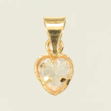 Hänge hjärta med vit sten, 14x6mm inklusive hängöglan, 18K Vikt: 0,6 g