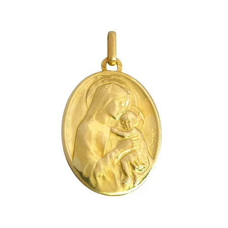 Hänge Jungfru Maria, 18K guld, utrikiska stämplar, längd inkl. ögla 29 mm, bredd 16 mm, fint skick Vikt: 2,9 g