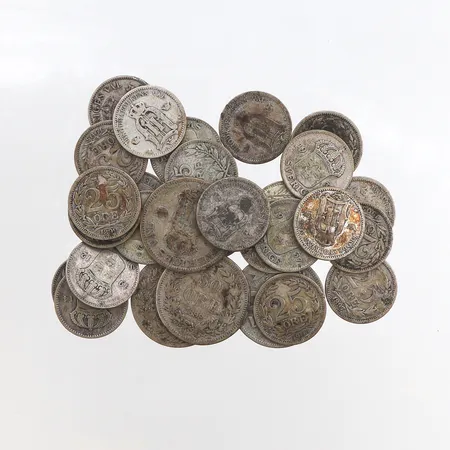 Cirkulationsmynt, 25-öre, 50-öre, 600/1000 silver, Vikt: 79,8 g