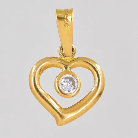 Hänge hjärta med vit sten stl 18x11mm 18K Vikt: 0,5 g