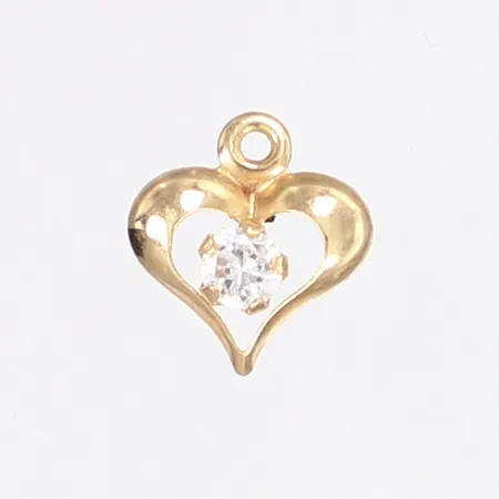 Hänge hjärta med vit sten 8x10mm saknar hängögla 18K Vikt: 0,1 g