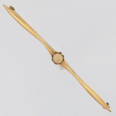 Brosch sten 60mm, nål i metall, 14K  Vikt: 2,2 g