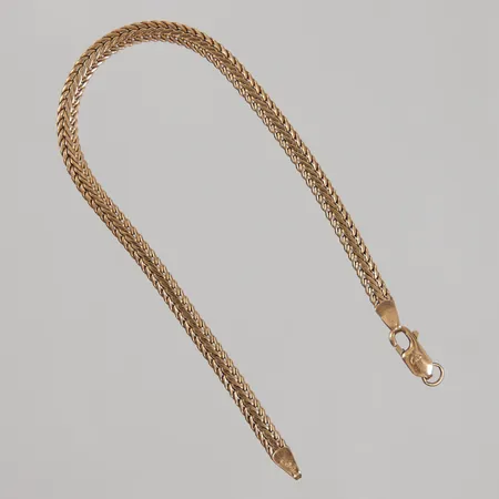 Armband rävsvans, 19cm, bredd 4mm, av/ springring vid låset saknas, 18K Vikt: 7,6 g