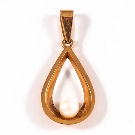Hänge med en odlad pärla längd 25,7 mm bredd 11,8 mm 18K0,8g.