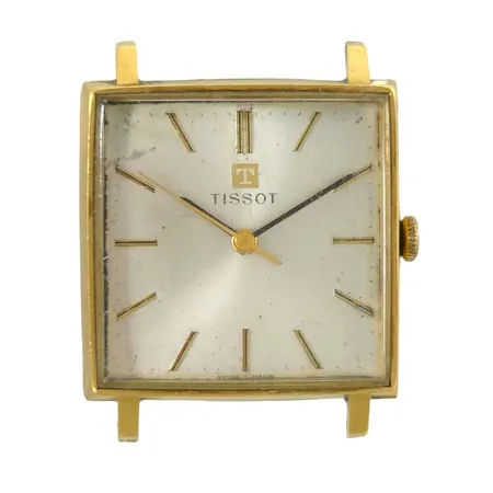 Herrur Tissot, 18K guld, 29 x 29 mm, manuell, gravyr, intryckning, mycket bruksmärken, 25g Vikt: 25 g