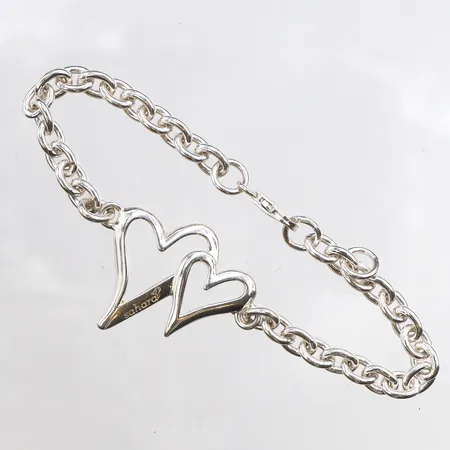 Armband med integrerade hjärtan, 18,5cm, bredd: 5,4mm, 925/1000 silver Vikt: 14,4 g