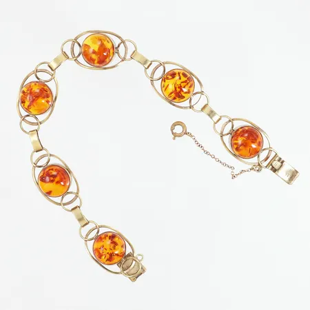 Armband med bärnsten 19,5cm bredd: 15mm, 8K Vikt: 14,6 g
