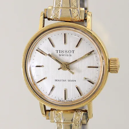 Damur Tissot Seastar Seven 18K manuell Ø22mm plexiglas med repor flexiband doublè gravyr inga tillbehör