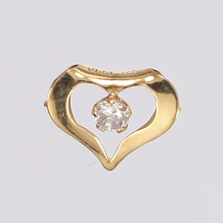 Hänge GHA hjärta med vit sten 12 x 10mm 18K Vikt: 0,3 g
