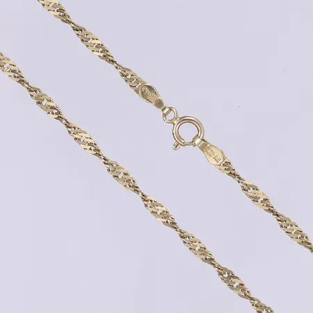 Halskedja Singapore längd 50cm bredd 2mm 14K Vikt: 4,2 g