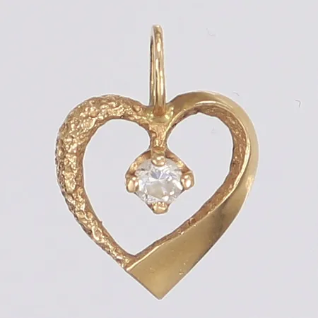 Hänge hjärta med vit sten 10x15mm 14K Vikt: 0,8 g