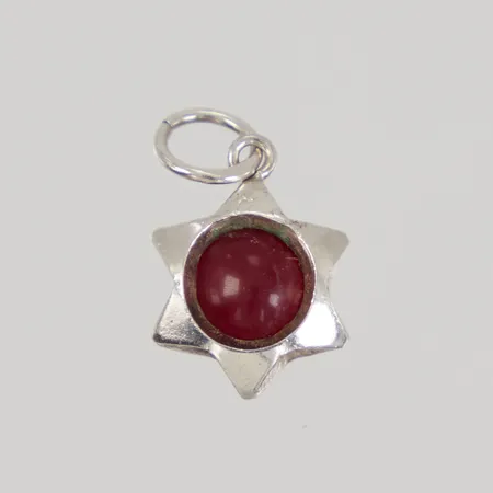 Hänge med mörkröd sten ca 10x17mm, Silver Vikt: 1,4 g