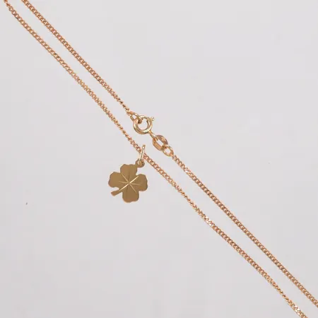 Kedja Pansar med hänge fyrklöver längd 42cm bredd 1,4mm 18K Vikt: 4 g