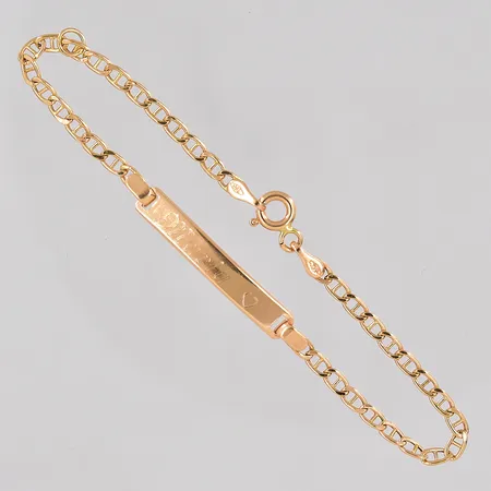 Barnarmband med graverad platta längd 15,5cm 18K Vikt: 2,2 g