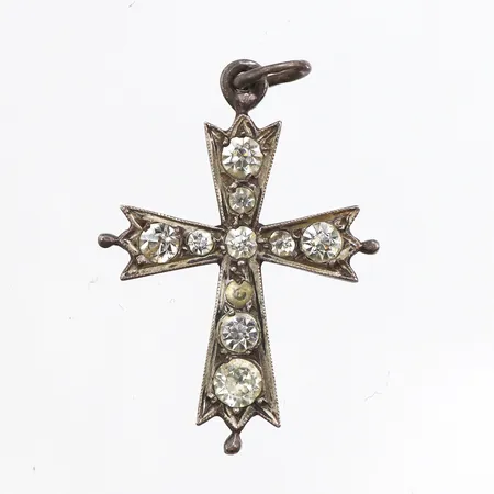 Hänge kors med vita stenar, 35x22mm, 830/1000 silver Vikt: 4,3 g