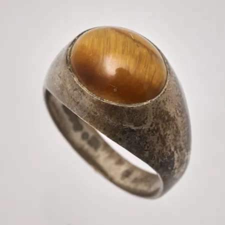 Ring stl:16¼ bredd 3,6-11,7mm, tigeröga, GK, 1959, silver 830/1000, 3,27g.