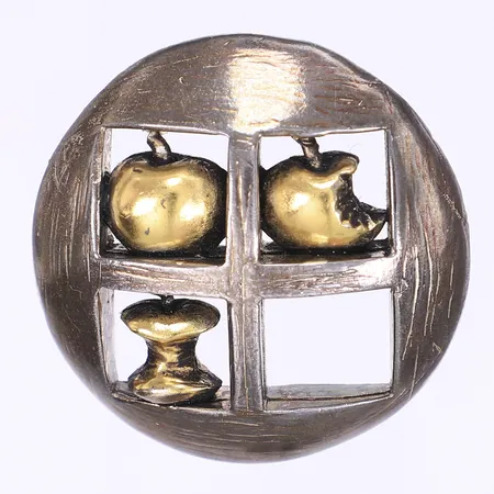 Brosch med äpplen Ø45mm oädel metall 