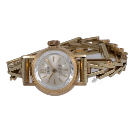 Defekt damur Iris 14K med doubléband. Boett Ø 18 mm. Går ej.