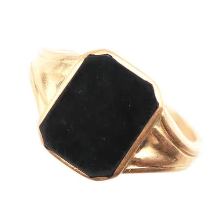 Klackring med onyx, Stl:20, bredd: 2,6-14,3mm, 18K Vikt: 6,4 g