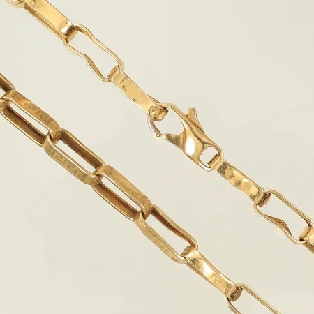 Halskedja ankar med meandermönster, 60,5cm, bredd 6,5mm, ihålig, ojämna länkar, bucklig 18K Vikt: 17,8 g