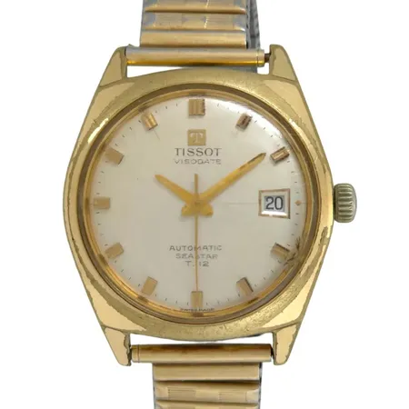Herrur Tissot Visodate automatic Seastar T. 12, guld på stål, Ø36 mm, automatisk, slitage/bruksmärken,