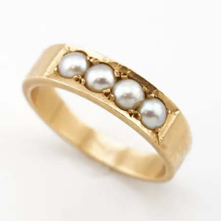 Ring m pärlor, stl 16½(51), bredd 5mm, 18k Vikt: 3,8 g