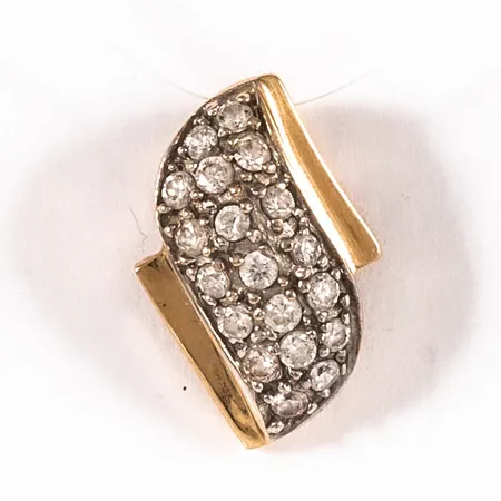 Hänge med vita stenar mått 14,5 x 9,5 mm 14K 1,3g.