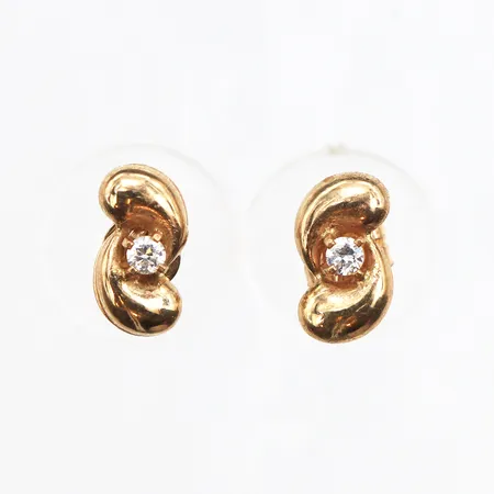Ett par örhängen med vita stenar, 8,9x5mm, stift, 18K Vikt: 0,6 g