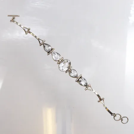 Armband med vita stenar, 22cm, bredd: 2,7-18,7mm, 925/1000 silver Vikt: 20,8 g