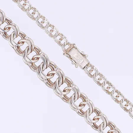 Halskedja doserad Bismarck längd 44cm bredd 4-10mm GHA silver 925/1000 Vikt: 22 g