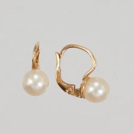 Örhängen med odlade pärlor längd 11,8mm, ca Ø6mm, 18K,  Vikt: 1,8 g