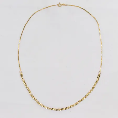 Collier flätad doserad längd 42cm bredd 1-3mm 18K Vikt: 3,7 g
