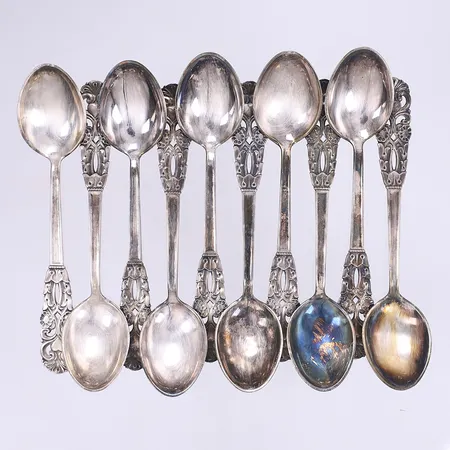 10 Kaffeskedar Ceson 1970-90-tal längd 11,5cm repor silver 830/1000 Vikt: 134 g