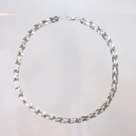 Collier flätat silver 44-46cm bredd 8mm GHA silver 925/1000 Vikt: 18,6 g