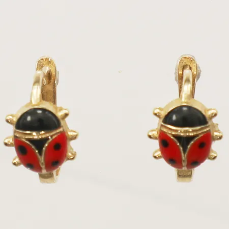 Ett par örhängen nyckelpigor 12,5x6,7mm 14K  Vikt: 1,9 g