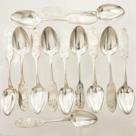 Tolv skedar modell Tornedalen, längd 17,5cm silver 830/1000 Vikt: 386 g