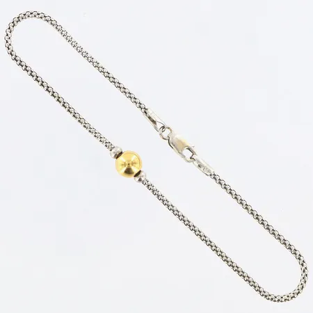 Armband med kula tvåfärgad, längd:19cm, bredd: 1,5-6mm, 18K Vikt: 2,9 g