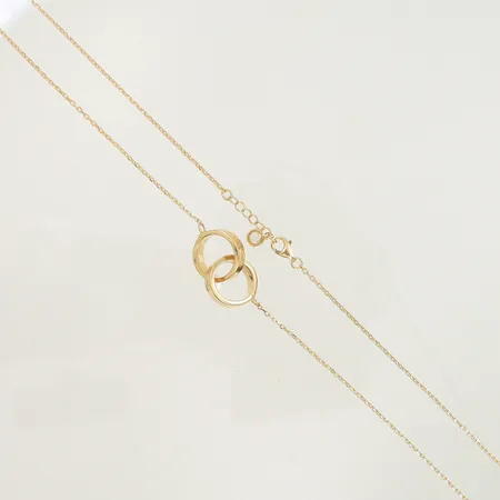 Halsband ankar med vit sten, längd 47,5cm, bredd 1-13mm, stilkopia, 14K 4,6g totalt