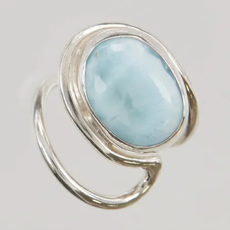 Ring med Larimar stl:15¼ stämplad am, 925/1000 Silver 7,9g.