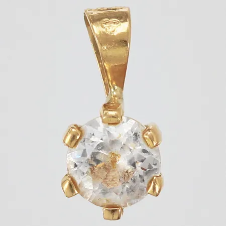 Hänge med vit sten längd: ca 1,1cm bredd: ca 2-6mm 18K  Vikt: 0,5 g