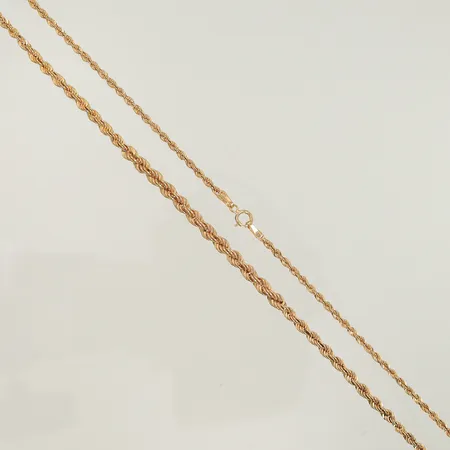 Halskedja doserad cordell, 43cm, bredd 2-3,7mm, GHA, ihålig, defekta länkar, 18K Vikt: 3,8 g