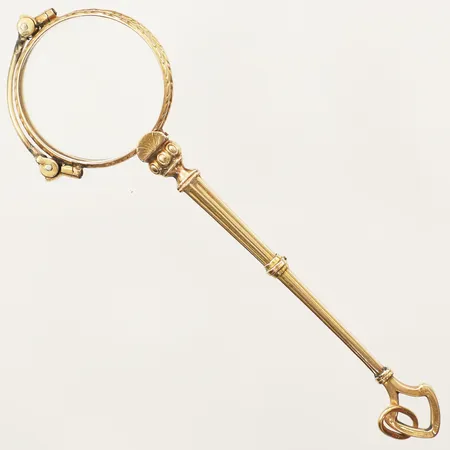 Lornjett med förstoringsglas längd 14cm, hopfällbar, 14K bruttovikt: 25g Vikt: 25 g