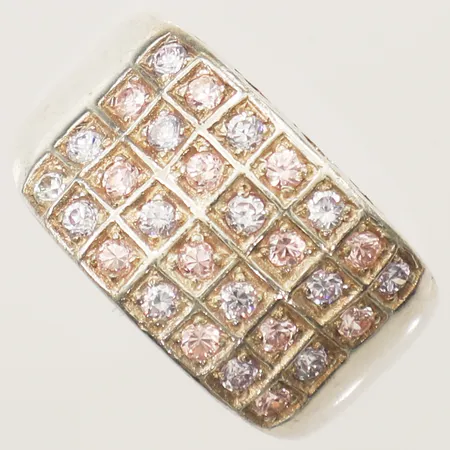 Ring med rosa samt blå stenar stl:17¾, bredd 13mm silver 925/1000  Vikt: 6 g
