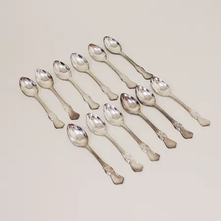 12 kaffeskedar längd 12cm med tyglinda silver 925/1000 Vikt: 189,6 g