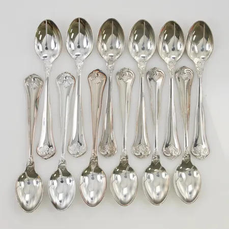 12 Kaffeskedar 12cm modell Sachsisk, 830/1000 Silver 191,5g.
