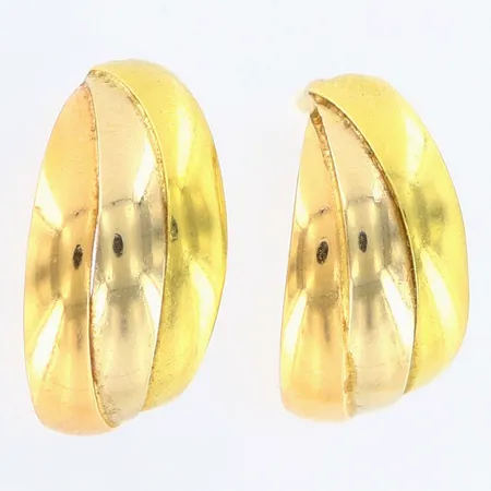 Örhängen trefärgad längd: 14mm, bredd: 8mm, med olika stoppar, 18K Vikt: 2,1 g